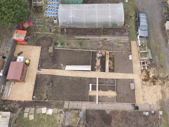 Aerial view of the allotments, 2021 © Denise Maxwell
